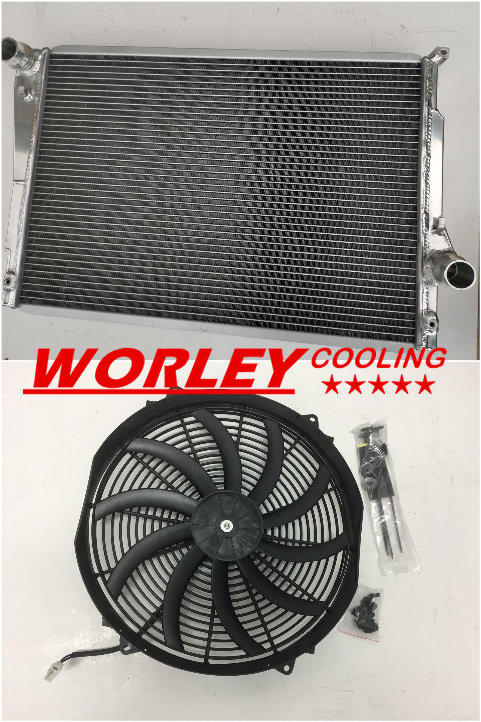 NJ-Aluminum radiator + fan for BMW E46 M3 330D 328 325 323 320 Ci 318i ...
